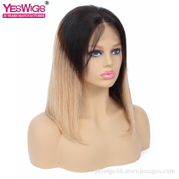 Wholesale  Brazilian Human Hair wig vendors Unprocessed Virgin Human Hair 1b/27 Straight 13*4 Lace Front Wig